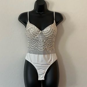 White Beaded Bodysuit